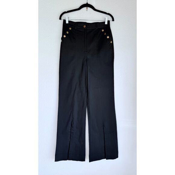 NEW SAMPLE Cleobella Brass Snap Pocket Front Slit Sailor Pants in Black Size S - Picture 2 of 7